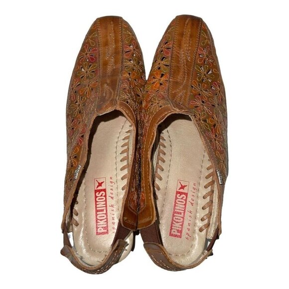 Pikolinos Women 38 Romana Leather Leather Lasercut Low Heel Closed Toe Sandals - Picture 4 of 5